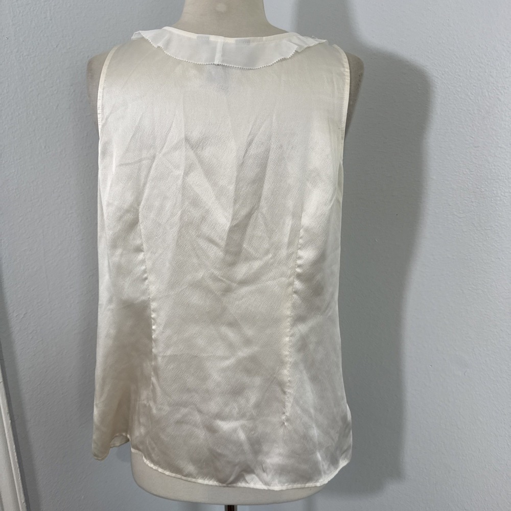 BHWM Top Womens M Ivory Silk Ruffle Lace Romantic Scandi French - Picture 5 of 10
